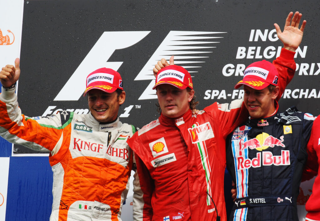 Kimi Raikkonen wins the 2009 Belgian Grand Prix.