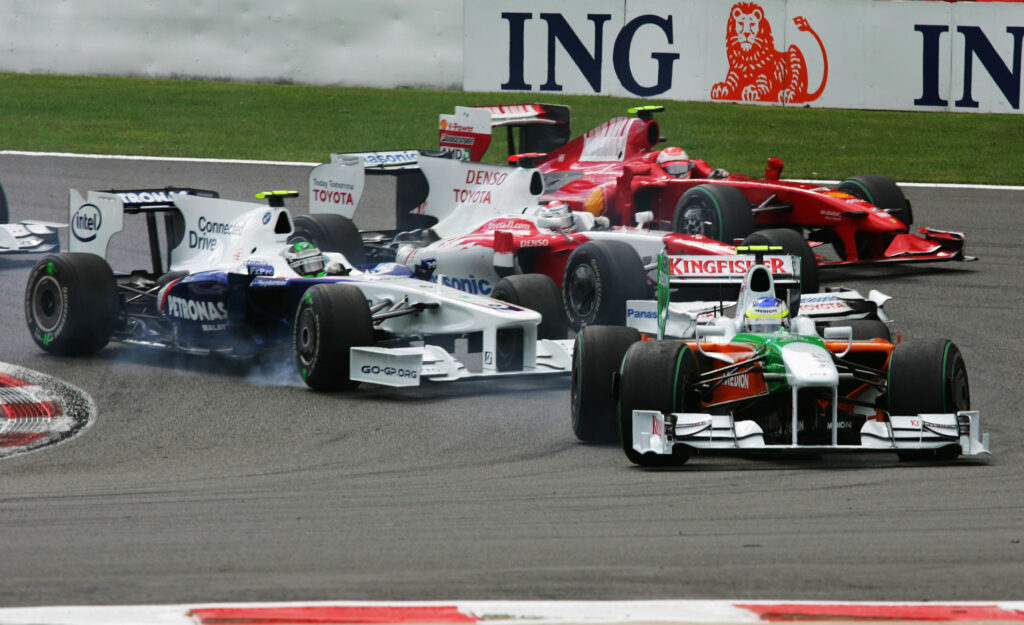 Giancarlo Fisichella leads the 2009 Belgian Grand Prix.