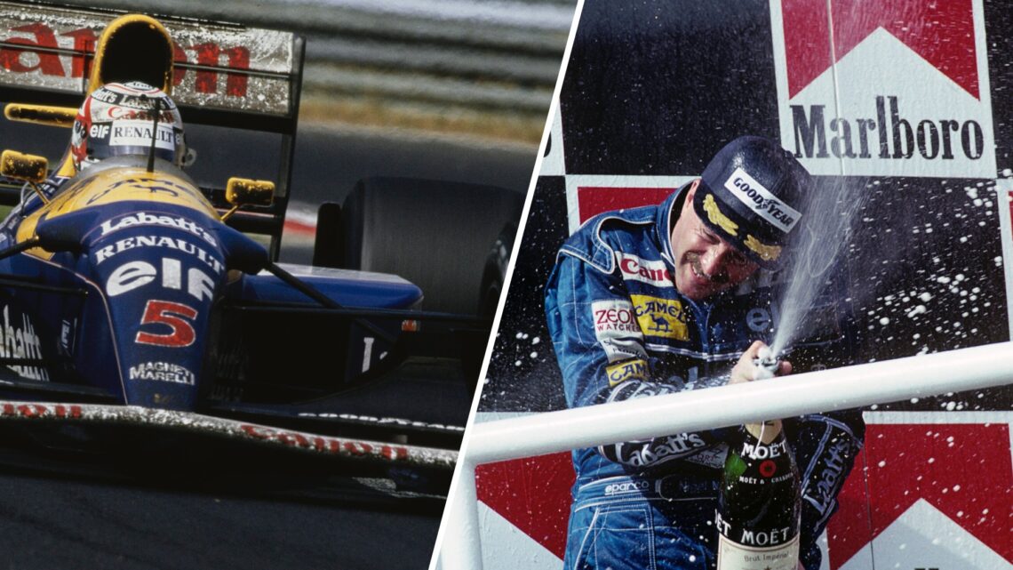 Nigel Mansell wins F1 title at 1992 Hungarian Grand Prix.