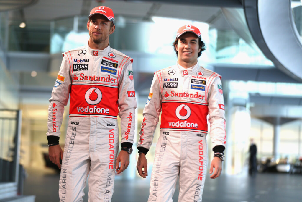 Jenson Button and Sergio Perez at 2013 McLaren F1 Launch.