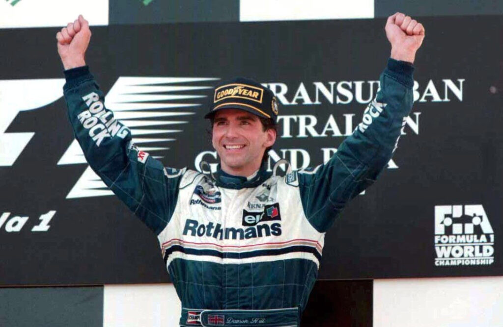 Damon Hill wins the 1996 Australian Grand Prix.
