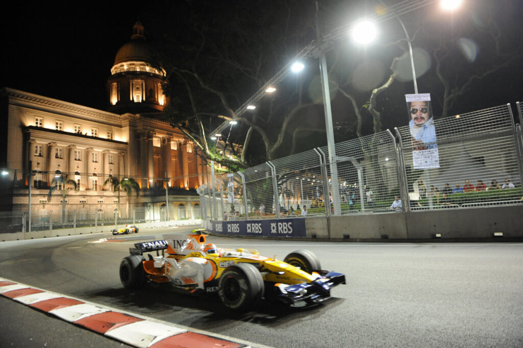 Brazilian driver Nelson Piquet during the 2008 Singapore GP.