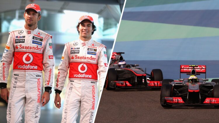 When Jenson Button and Sergio Perez collided at the 2013 Bahrain Grand Prix.