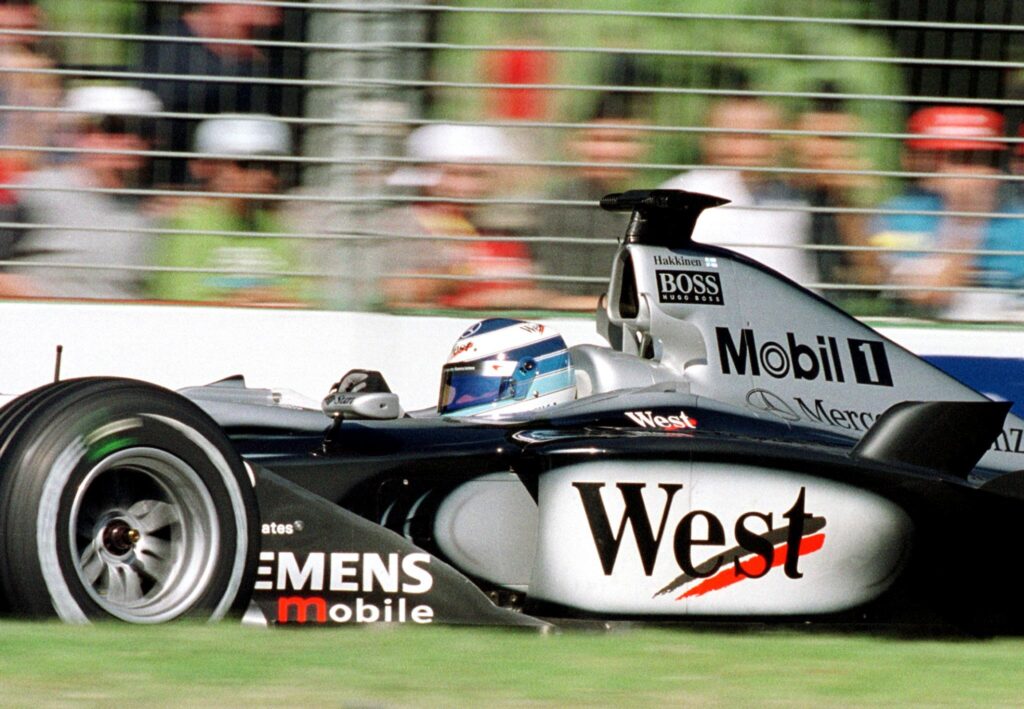 Mika Hakkinen driving the McLaren MP4-16 at the 2001 Australian GP.
