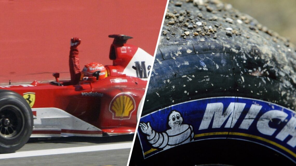 When Ferrari tried to get its rivals disqualified in 2003 with Michelin tyre saga.